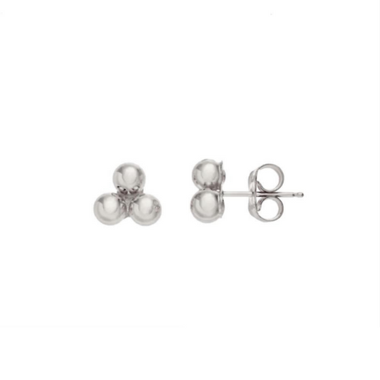 Trinity Ball Stud Earrings-Silver