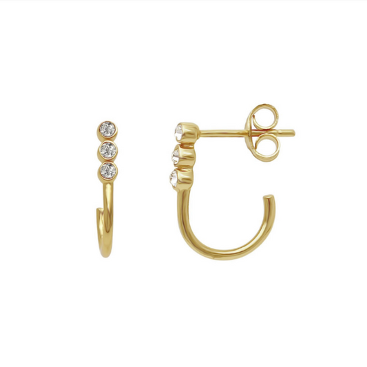 Trio Mini Bezel Hoop Gold