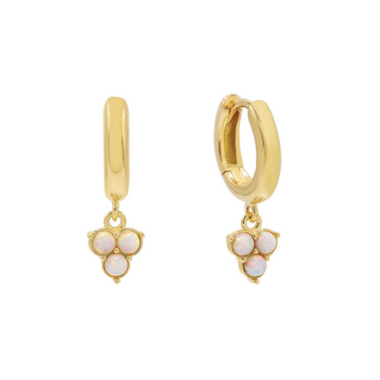 Trio Opal Huggie Earrings Gold