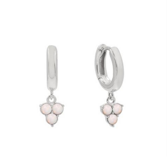 Trio Opal Huggie Earrings Silver