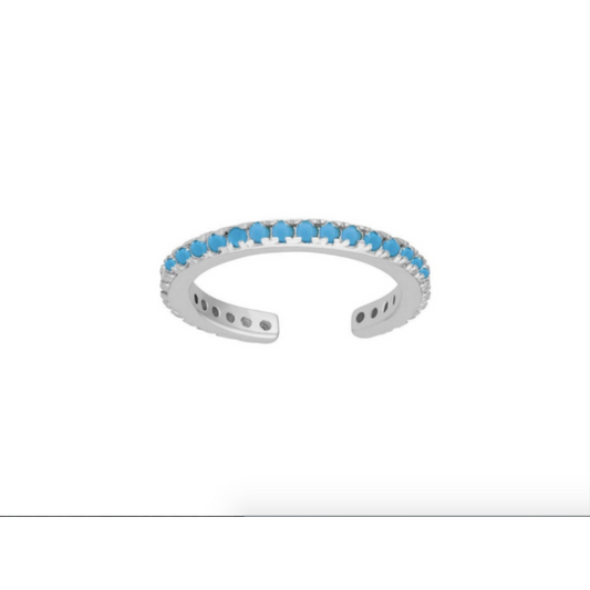 Turquoise Pave Ear Cuff-SIlver