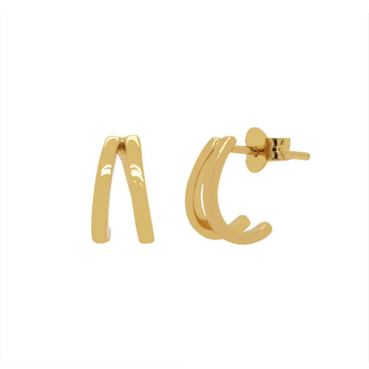 Twin Huggie Hoops Gold