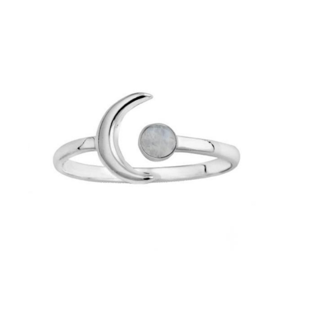 Open Lunar Moonstone Ring-Silver