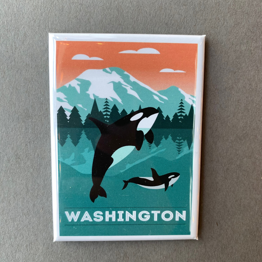 WA Orca Whale & Calf Magnet