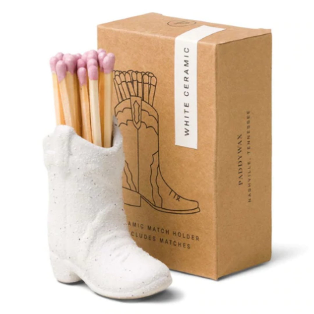 Paddywax White Vintage Match Holder Cowboy Boot