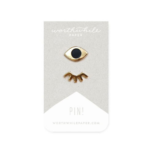Winky Eyes Worthwhile Paper Enamel Pin