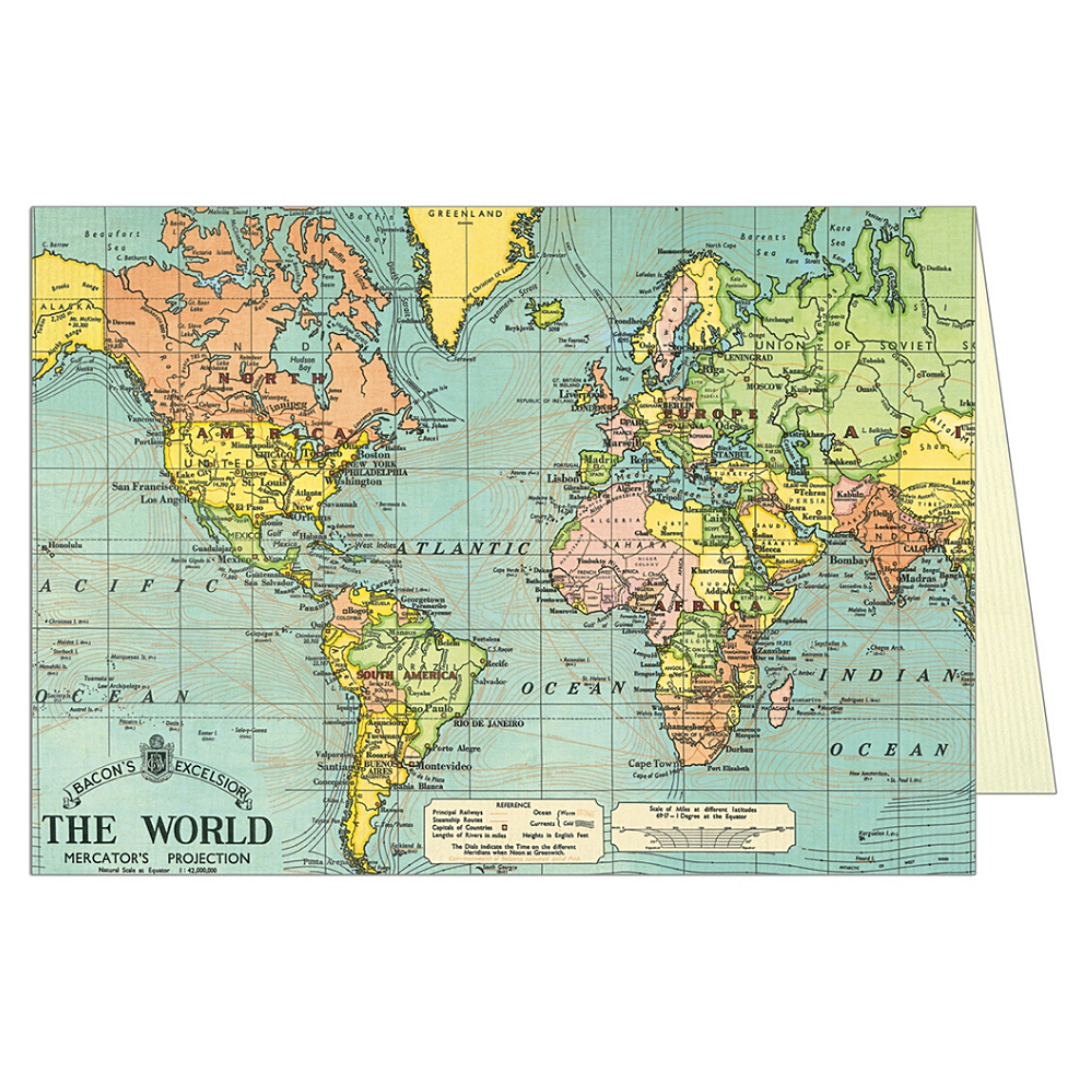 Cavallini & Co. Greeting Card - World Map