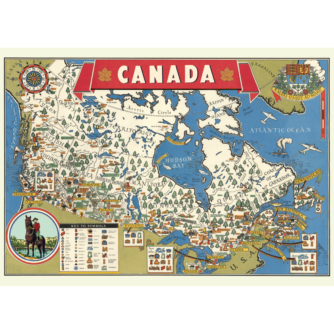 An art print and paper wrap which features a map of canada