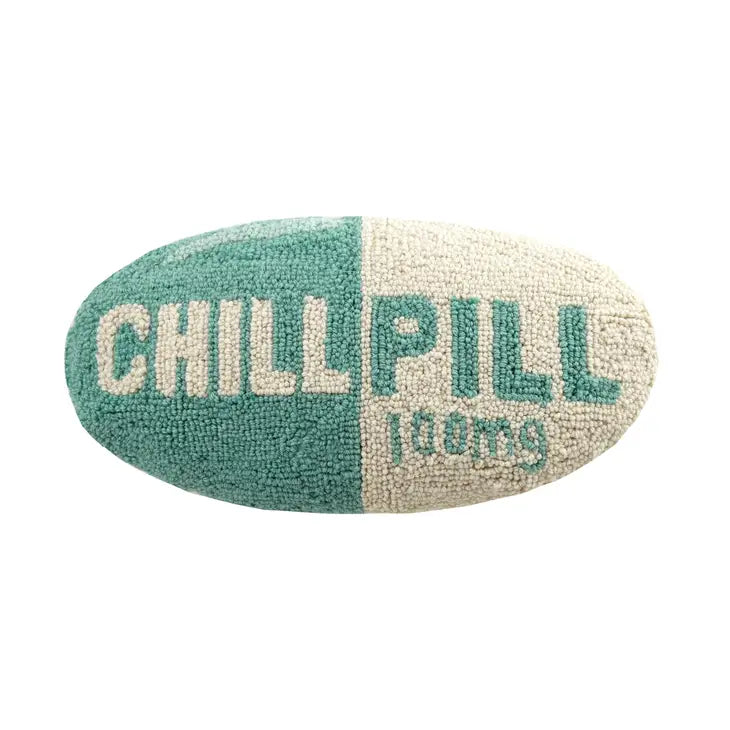 Chill Pill Hook Pillow Blue