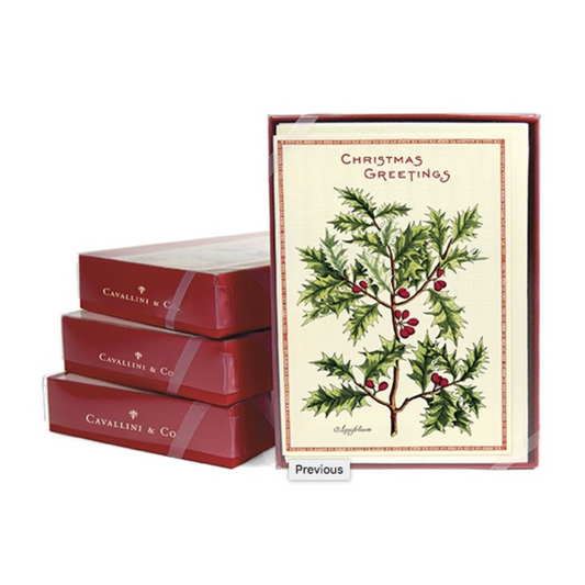 Cavallini & Co. Boxed Note Cards - Holly Christmas