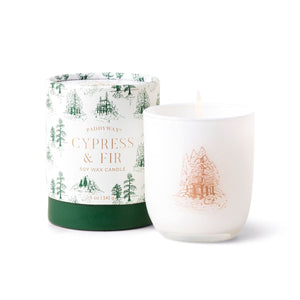 Cypress & Fir Boxed Green Glass Candle