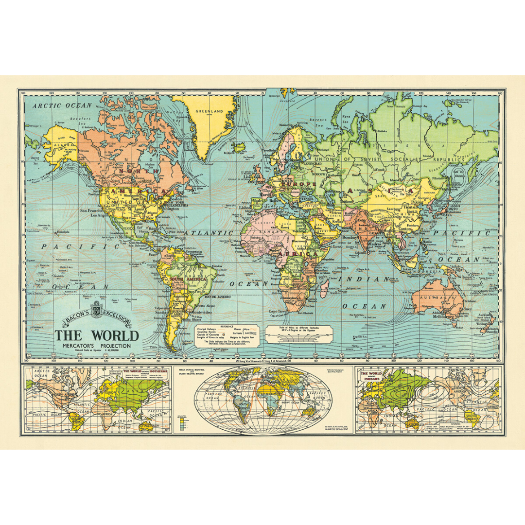 Cavallini & Co. Wrap - World Map 6