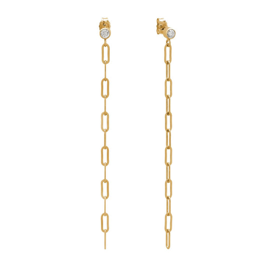 Bezel Chain Drop Earrings - GF