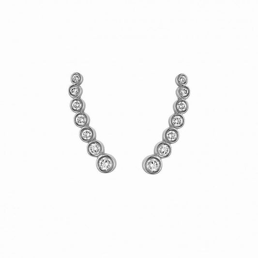 Sparkly Bezel Ear Crawlers Silver