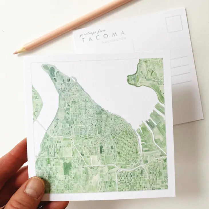 Turn of the Centuries - Tacoma WA Watercolor Map Postcard