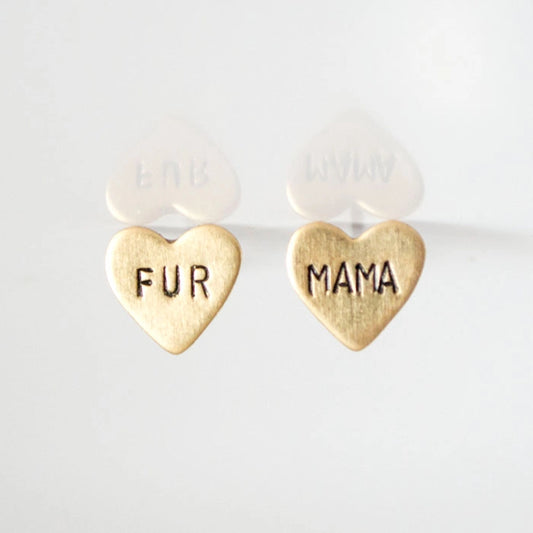 Fur Mama Heart Studs