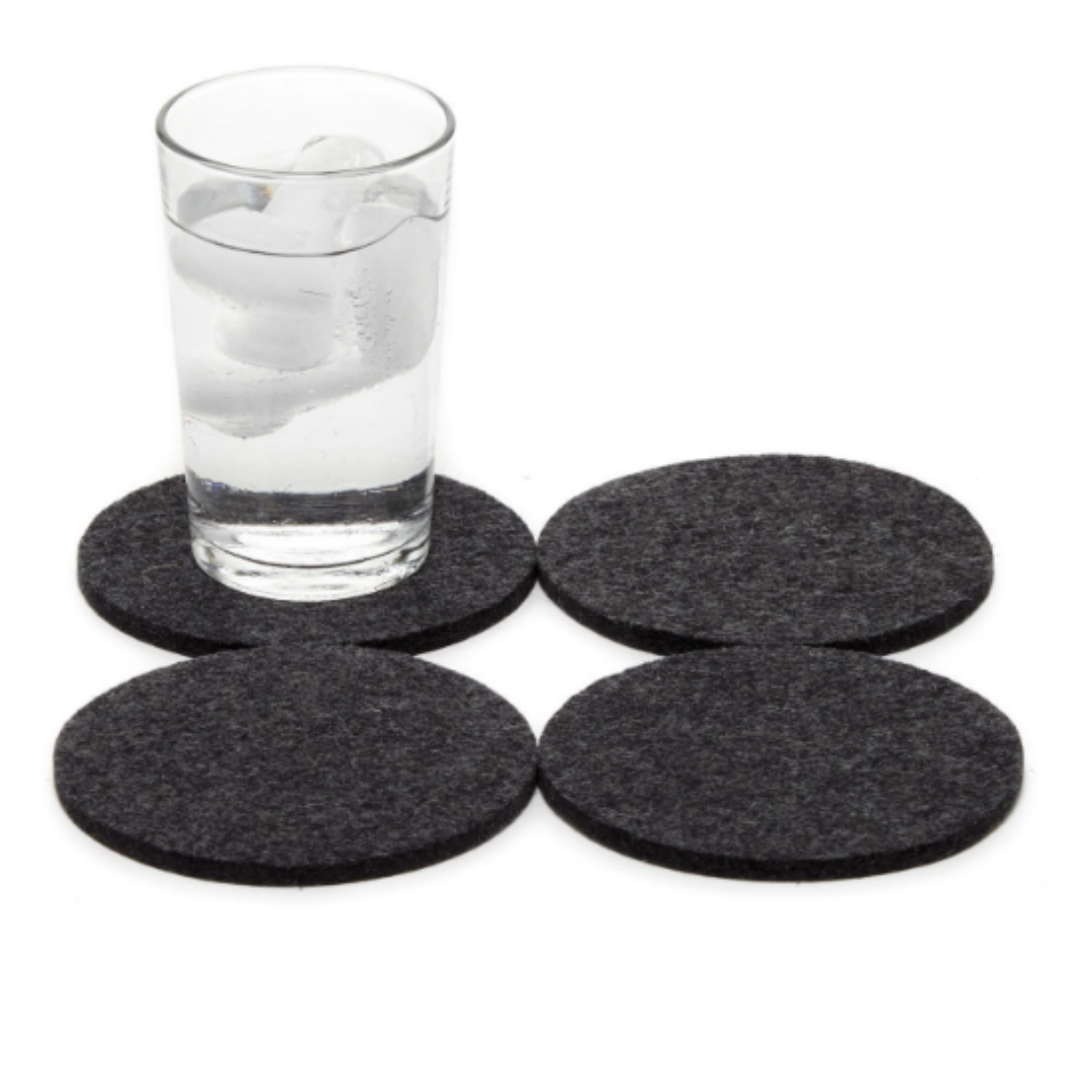 graf lantz 4 pack round coaster - charcoal