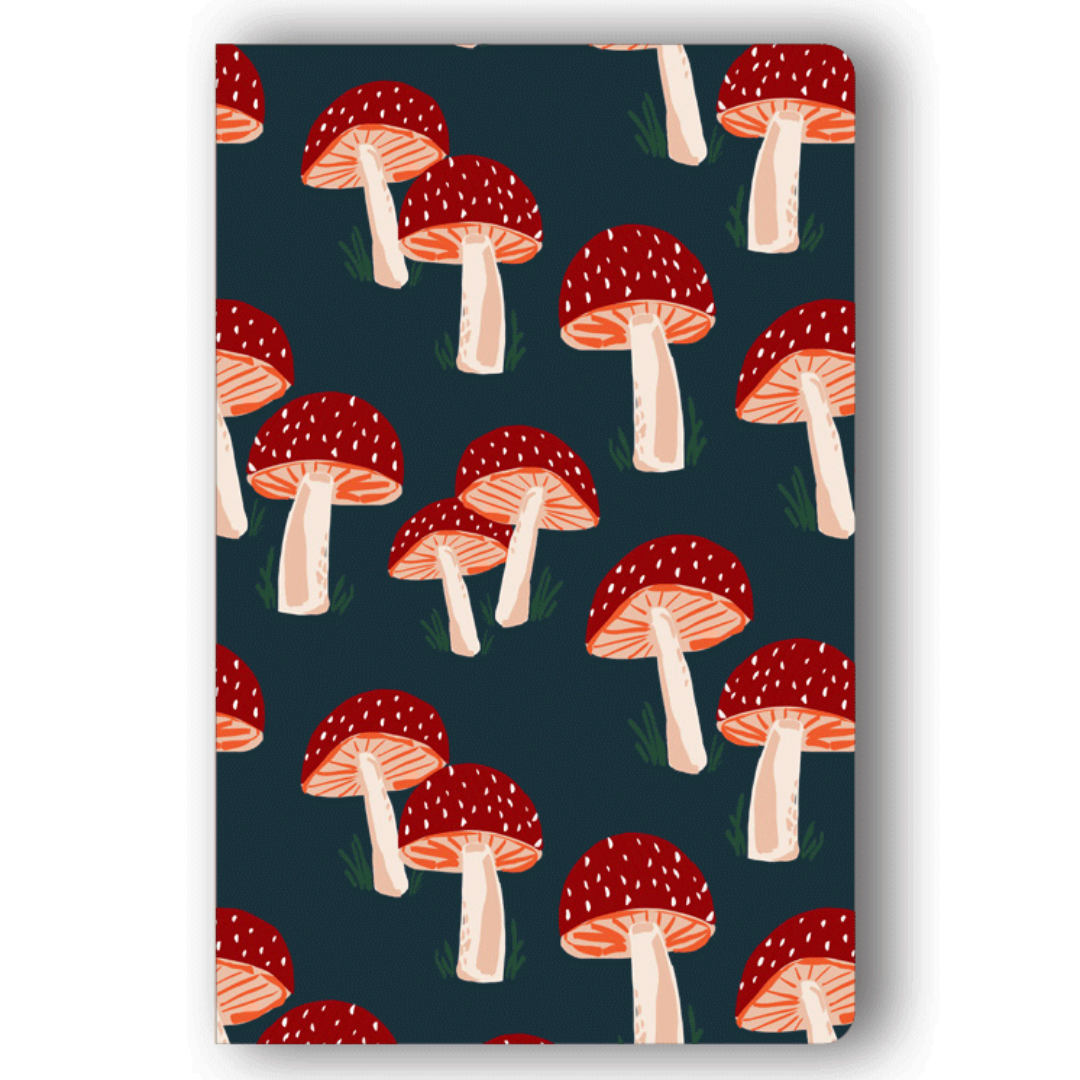 Classic Layflat Notebook-Navy Mushrooms