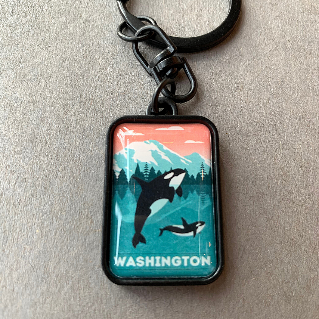 WA Orca Whale & Calf Keychain