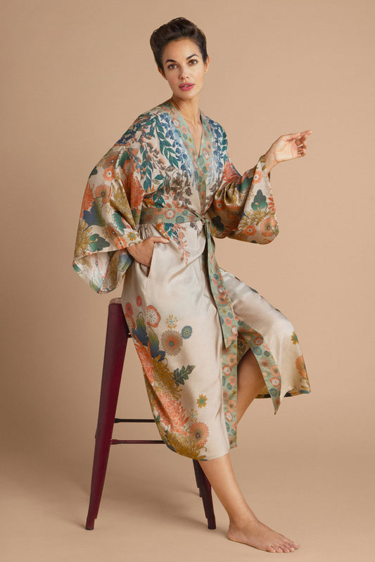 Kimono Gown - Trailing Wisteria Coconut