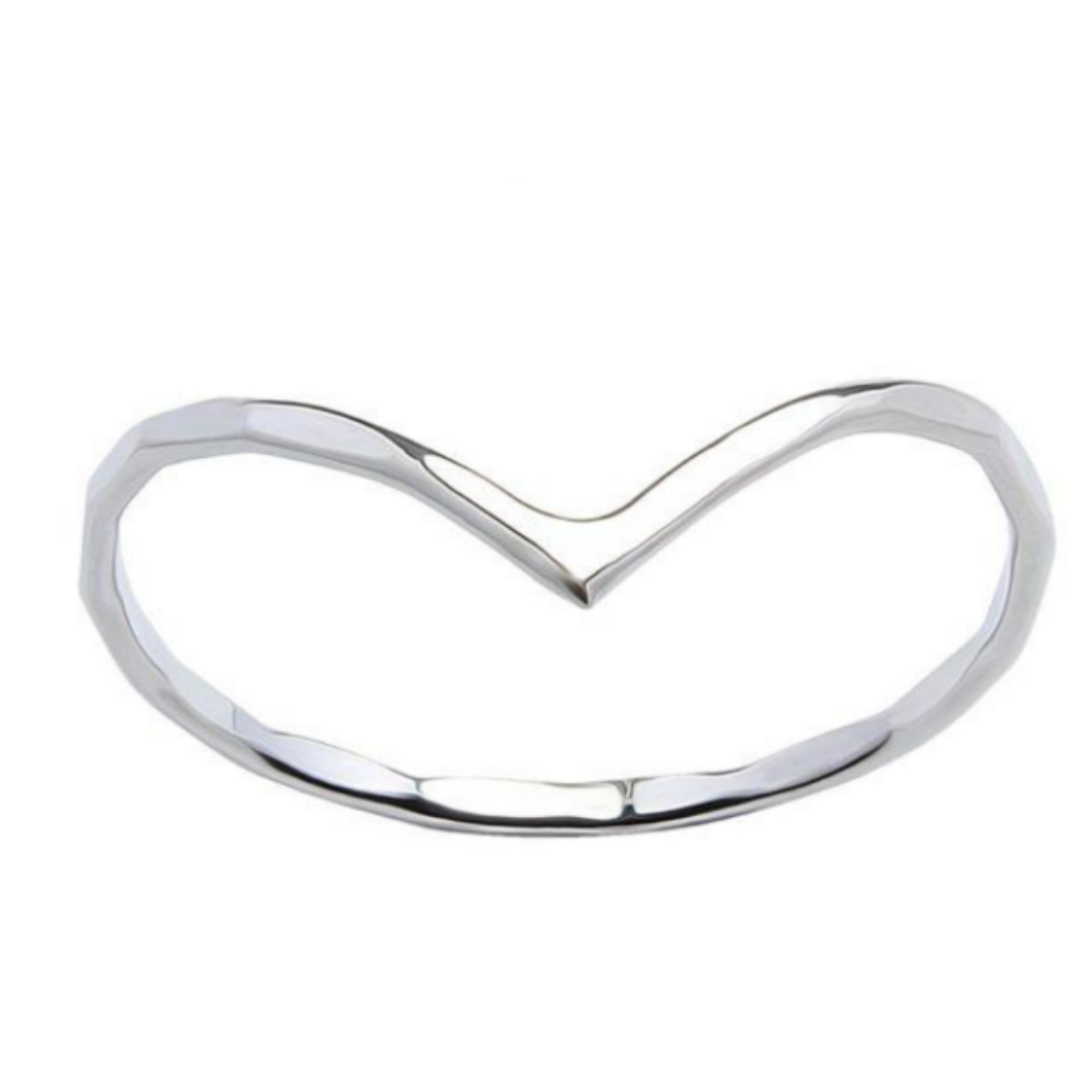 Silver Hammered Chevron Ring