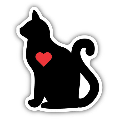 Red Heart Cat Sticker