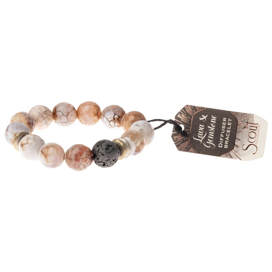 Lava & Gemstone Diffuser Bracelet - Sand Agate