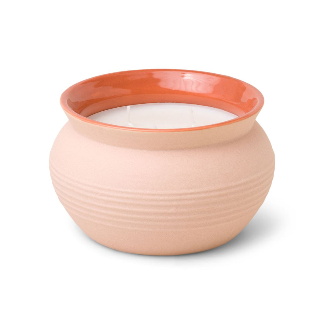 Santorini 13 oz Textured Pink Ceramic - Black Fig & Olive