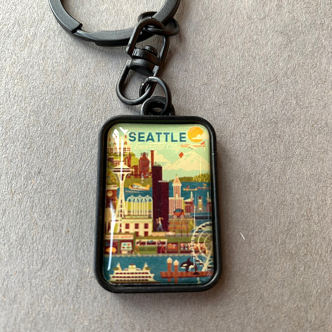 Seattle, WA Geometric Keychain