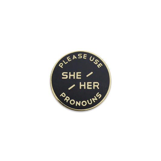 Enamel Pronoun Pin: She/Her - Black