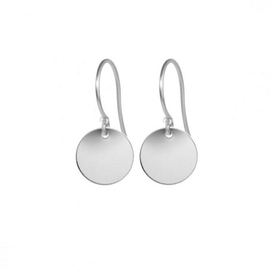Silver Disc Drop Earrings