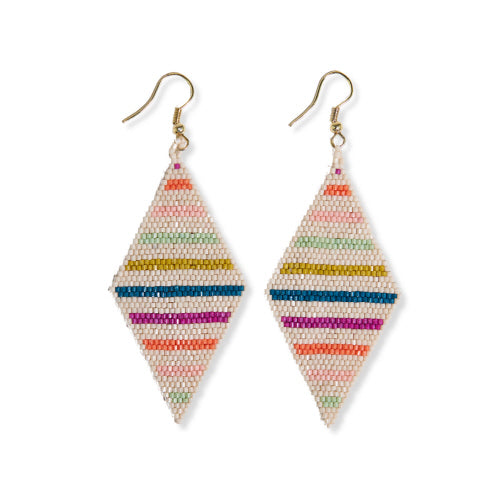 Cream Rainbow Horizontal Diamond Luxe Earrings