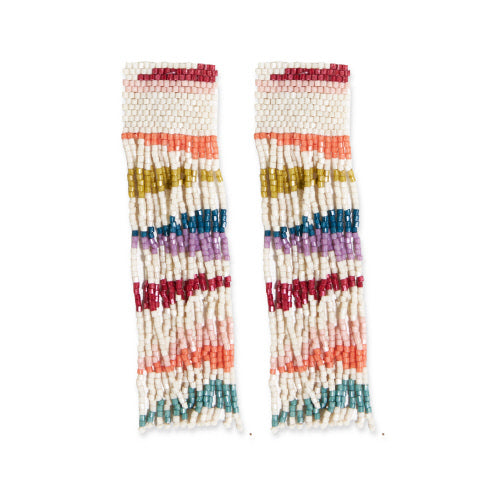 Belle Angeled Stripe Beaded Earrings Rainbow