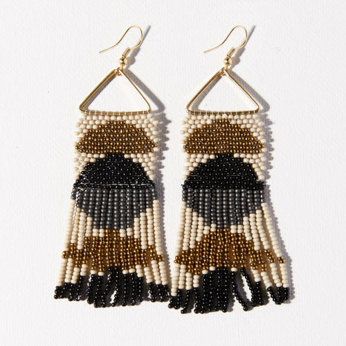 Black Gold Half Circles on Triangle Earrings