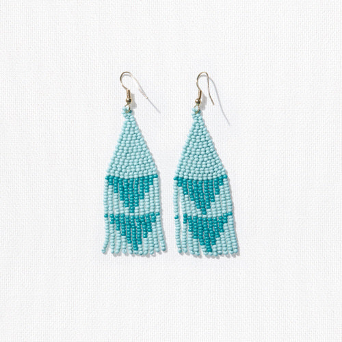 Light Blue with Turquoise Triangles Earrings