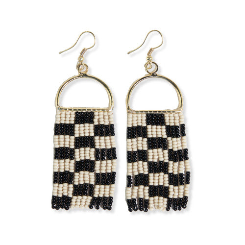 B/W Check on Arch Fringe Earring