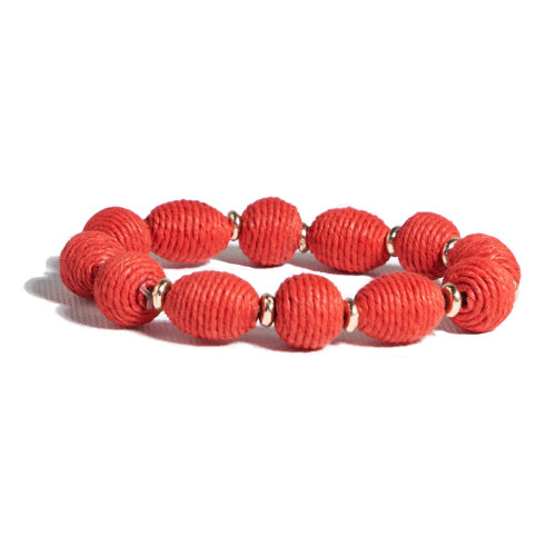 Tomato Red Raffia Ball Bracelet