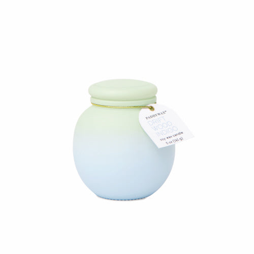 Orb 5oz Green & Blue Ombre Glass Candle - Driftwood & Indigo