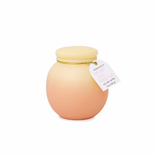 Orb 5oz Yellow & Pink Ombre Glass Candle - Sparkling Hibiscus