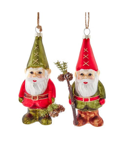 Glass Gnome w/ Glitter Ornament