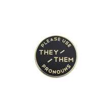 Load image into Gallery viewer, Enamel Pronoun Pin: They/Them - Black
