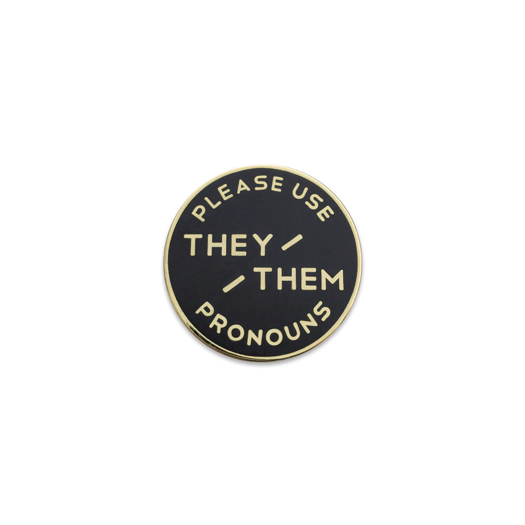Enamel Pronoun Pin: They/Them - Black