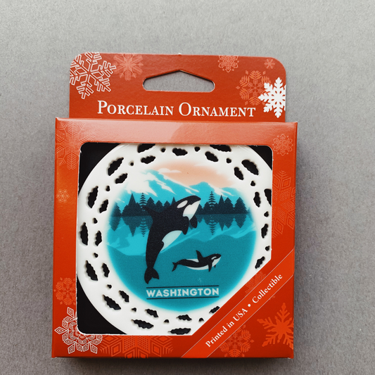 WA Orca Whale & Calf Ornament